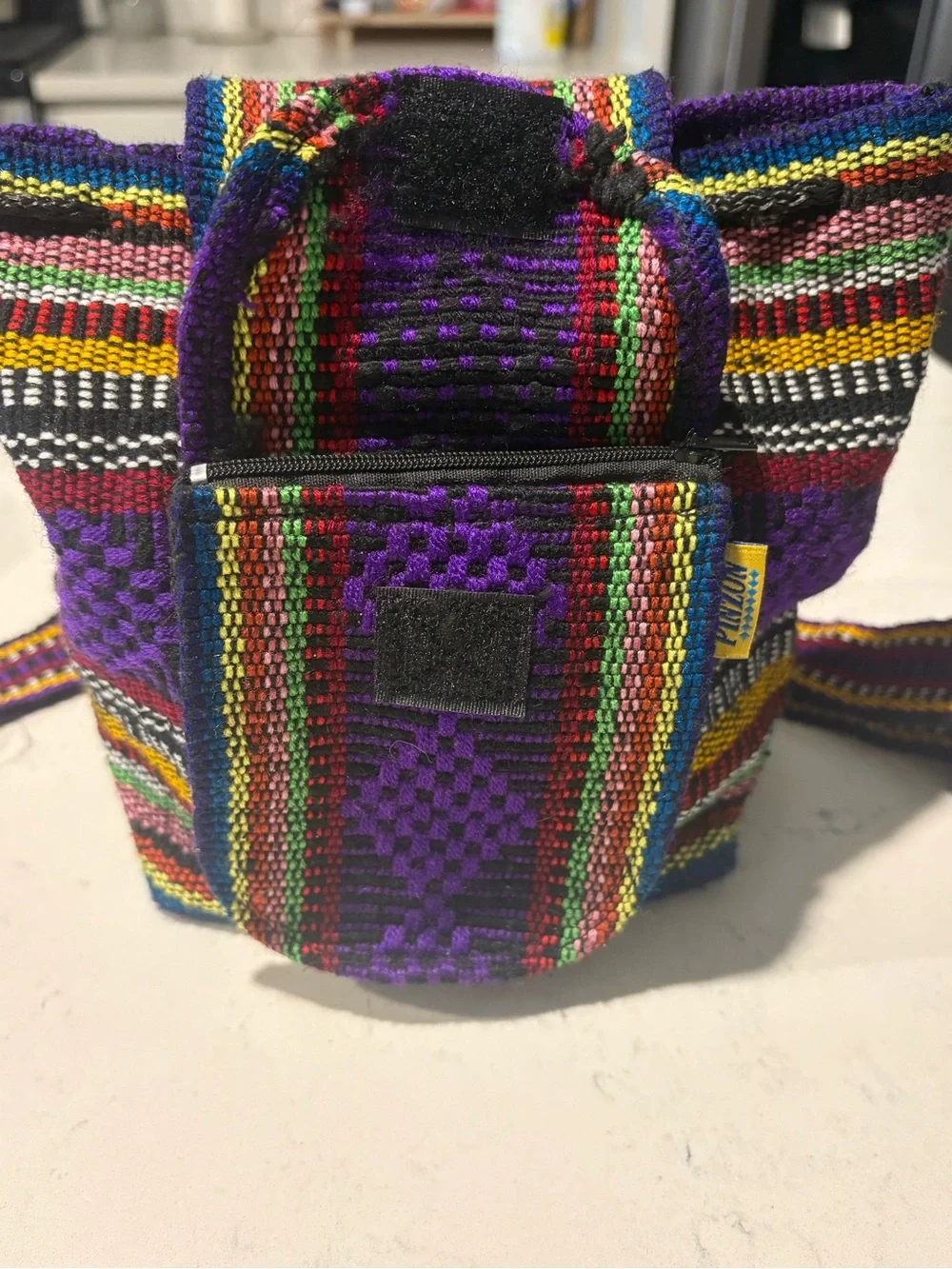 PINZON Mexican Purple Backpack with Multicolor Stripes